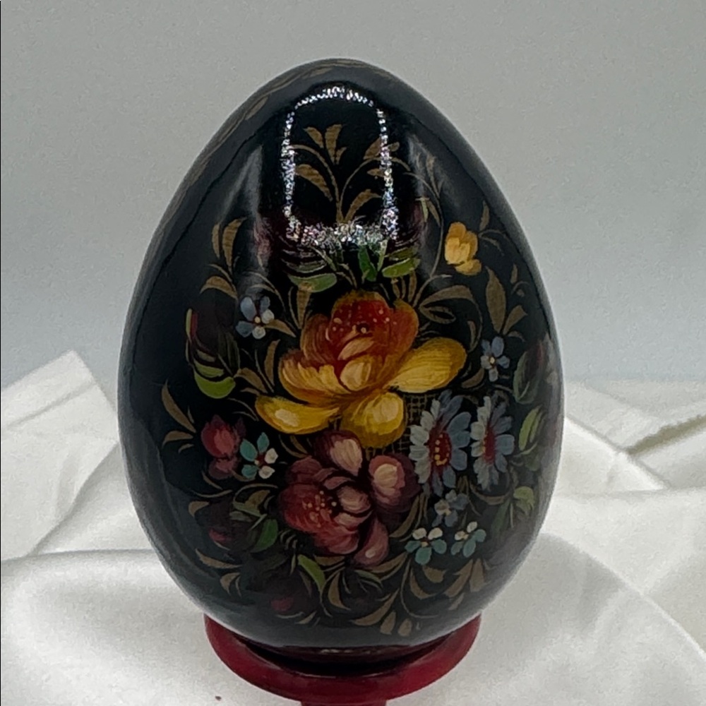 Russian Floral Decorative Egg; 3 inches.